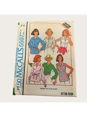 Vintage 1970s McCalls Sewing Pattern 5597 Misses Blouse Size 12 Bust 34 Uncut